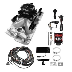 Alternative view of 30-12-411 Ultra Port, 1000 HP Chevy Small Block Port EFI System, 4150 Flange, Uni Black Finish Throttle Body, 3-Bar TMAP