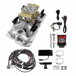 Alternative view of 30-12-614 Ultra Port, 750 HP Chevy Small Block Port EFI System, 4150 Flange Classic Gold Throttle Body,3-Bar TMAP