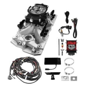 Alternative view of 30-12-615 Ultra Port, 750 HP Chevy Small Block Port EFI System, 4150 Flange Classic Black Throttle Body, 3-Bar TMAP