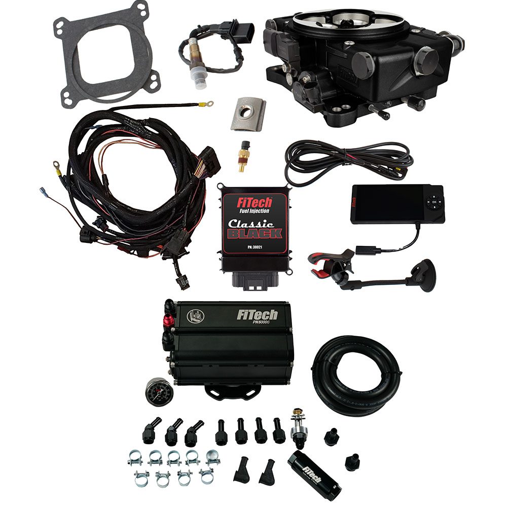 35521 Go EFI Classic Black 650 HP EFI System With Go Fuel Force Fuel Mini Surge Tank Master Kit
