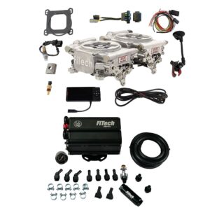 35661 Go EFI 2×4 625 HP Bright Aluminum EFI System With Go Fuel Force Fuel Mini Surge Tank Master Kit