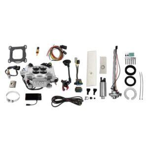 36601 Go EFI 4 600 HP Bright Aluminum EFI System With Go Fuel In-Tank Regulated Pump 340 LPH Master Kit