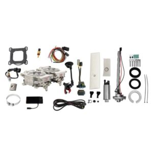 36661 Go EFI 2×4 625 HP Bright Aluminum EFI System With Go Fuel In-Tank Regulated Pump 340 LPH Master Kit