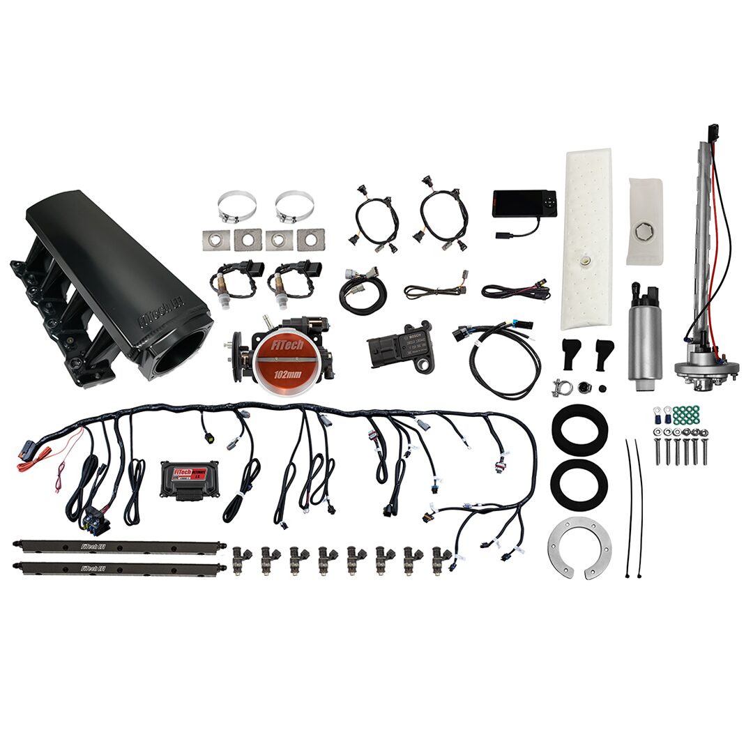 76609 Ultimate LS 750 HP EFI System With Long Runner Cathedral Intake, Transmission Control & Go Fuel In-Tank Regulated Pump 340 LPH Master Kit