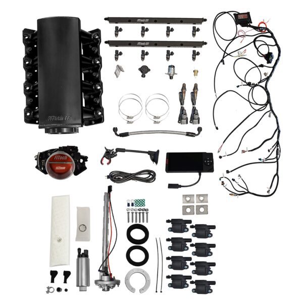 78703 Ultimate LS 750 HP EFI System With Short Cathedral Intake, Go Fuel In-Tank Regulated Pump 340 LPH & Go Spark LS3 Style Coil 8 Pack Master Kit