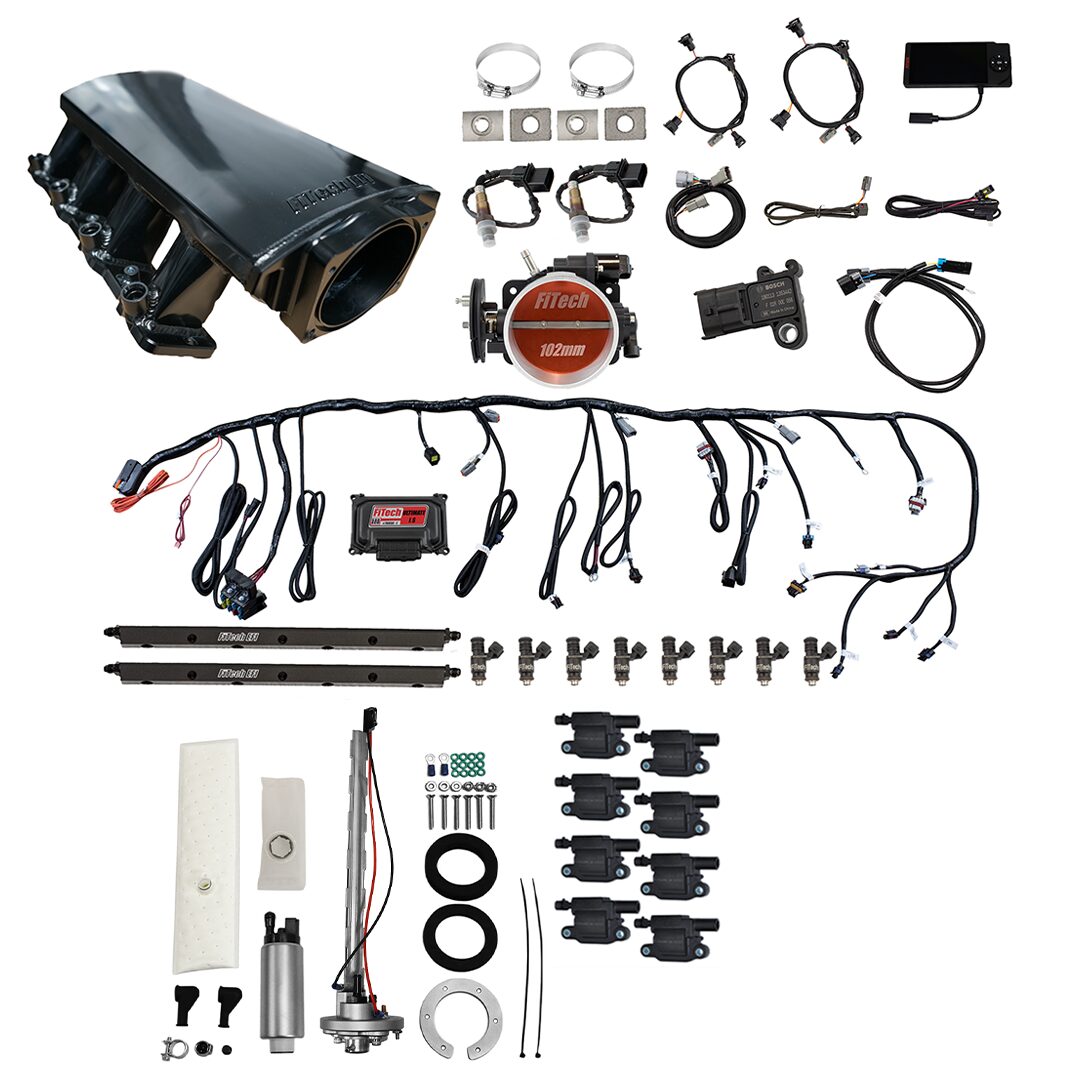 78714 Ultimate LS 750 HP EFI System With Short LS3 Port Intake, Transmission Control, Go Fuel In-Tank Regulated Pump 340 LPH & Go Spark LS3 Style Coil 8 Pack Master Kit