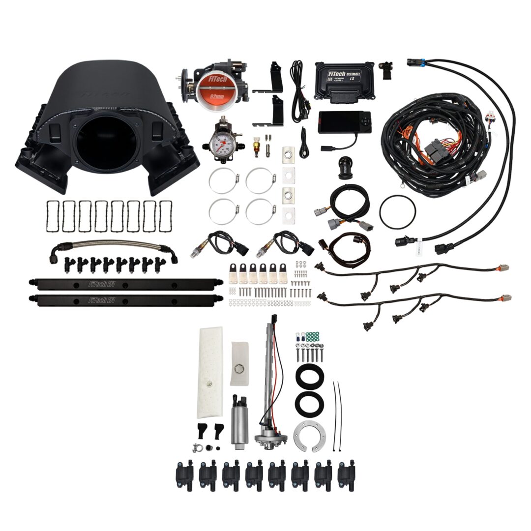 78789 Ultimate Rebel LS 500 HP EFI System With Short Cathedral Intake, Transmission Control, Go Fuel In-Tank Regulated Pump 340 LPH & Go Spark LS3 Style Coil 8 Pack Master Kit