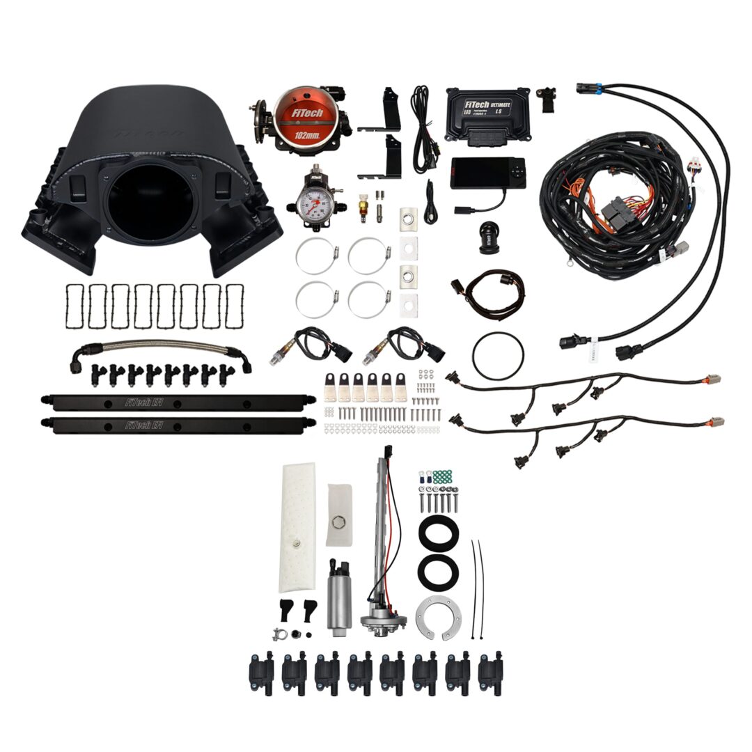 78790 Ultimate Rebel LS 750 HP EFI System With Short Cathedral Intake, Go Fuel In-Tank Regulated Pump 340 LPH & Go Spark LS3 Style Coil 8 Pack Master Kit