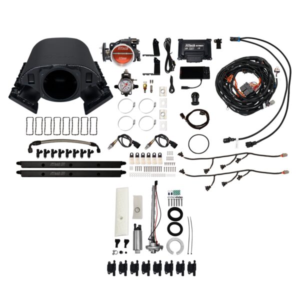 79788 Ultimate Rebel LS 500 HP EFI System With Short Cathedral Intake, Go Fuel In-Tank Regulated Pump 340 LPH & Go Spark LS3 Style Coil With LED 8 Pack Master Kit