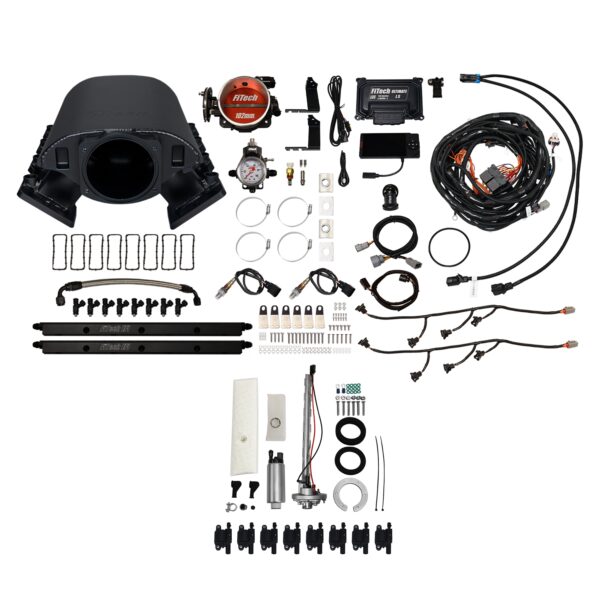 79791 Ultimate Rebel LS 750 HP EFI System With Short Cathedral Intake, Transmission Control, Go Fuel In-Tank Regulated Pump 340 LPH & Go Spark LS3 Style Coil With LED 8 Pack Master Kit