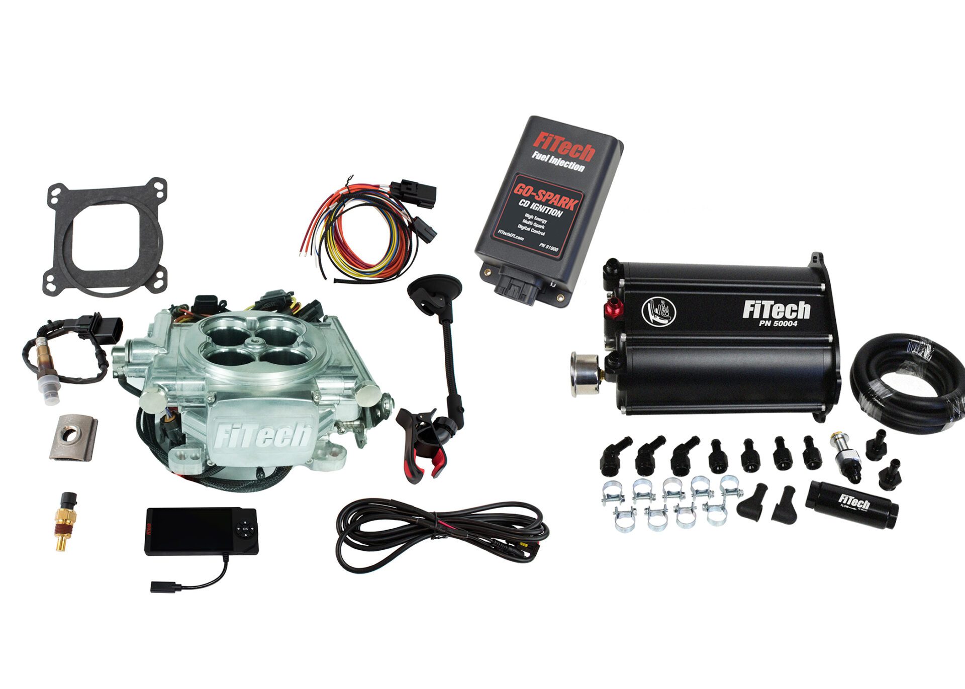 93506 Go EFI 4 600 HP Power Adder Bright Aluminum EFI System With Force Fuel Delivery Master Kit & Go Spark CDI Box