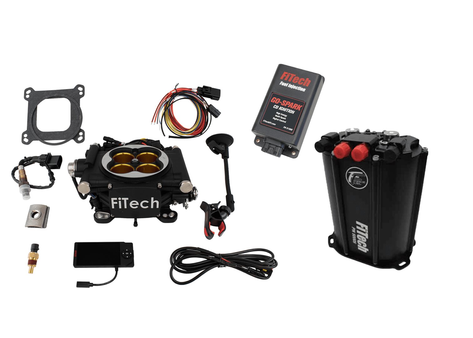 93542 Go EFI 8 1200 HP Matte Black Finish System With Dual Pump Force Fuel Delivery Master Kit & Go Spark CDI Box