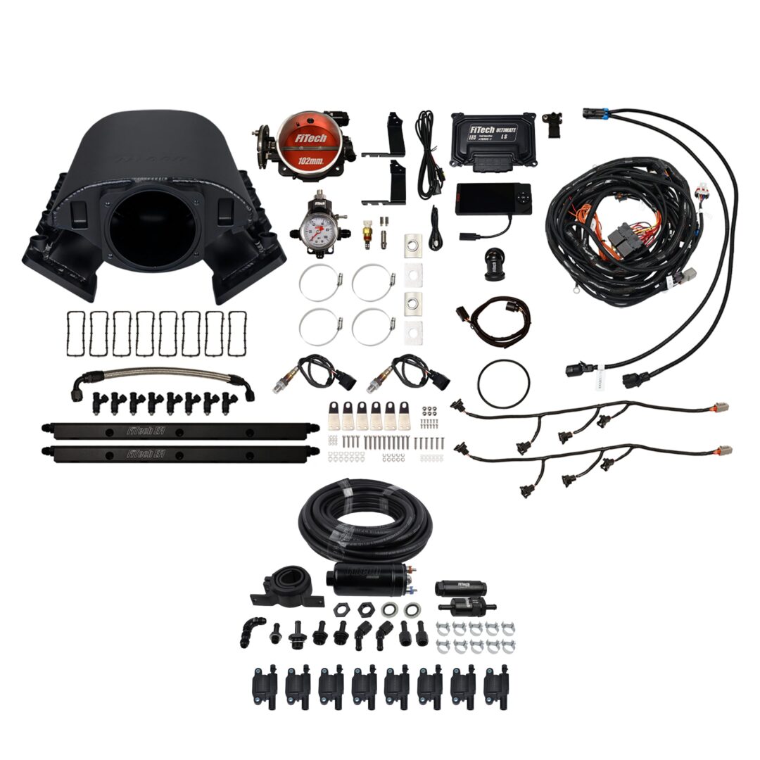 78190 Ultimate Rebel LS 750 HP EFI System With Short Cathedral Intake, Inline Hose Kit & LS3 Coil Pack Set