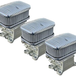 42401 FiTech 3×2 D Shaped Air Filter Assembly Polished, Finned Top With Hardware