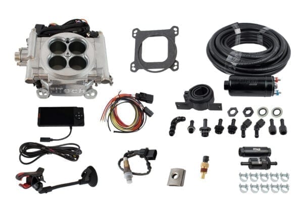 31001 Go EFI 4 600 HP Bright Aluminum EFI System With Inline Fuel Delivery Master Kit