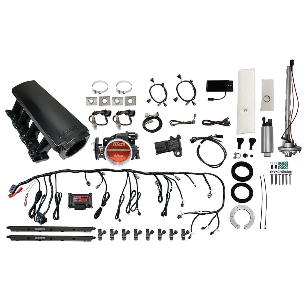 76607 Ultimate LS 500 HP EFI System With Long Runner Cathedral Intake, Transmission Control & Go Fuel In-Tank Regulated Pump 340 LPH Master Kit