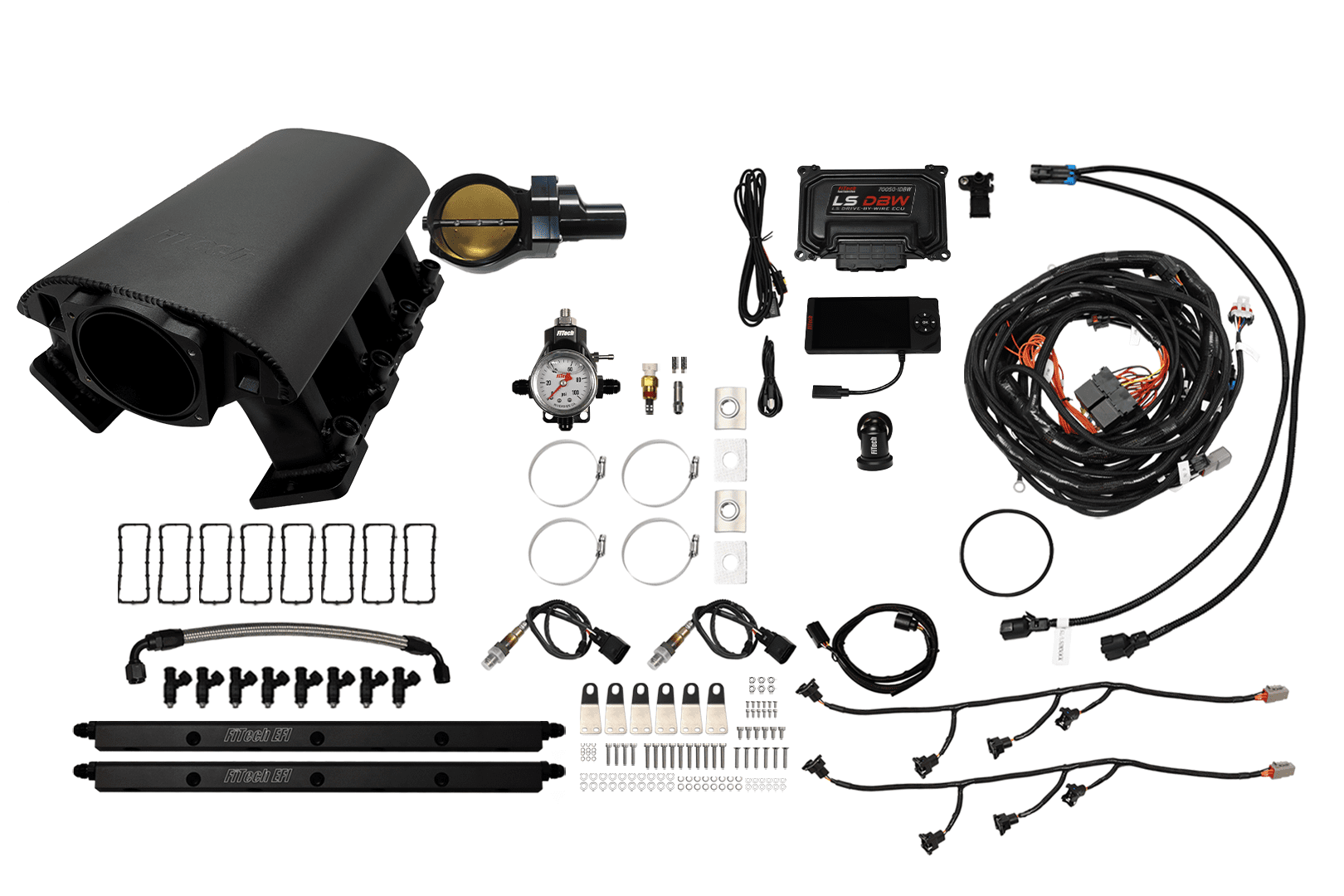 73095DBWBBNP Ultimate Rebel Black Tall LS1 1000 HP EFI System Tall Cathedral Intake DBW Black Billet 102mm TB Without Trans Control No Pedal