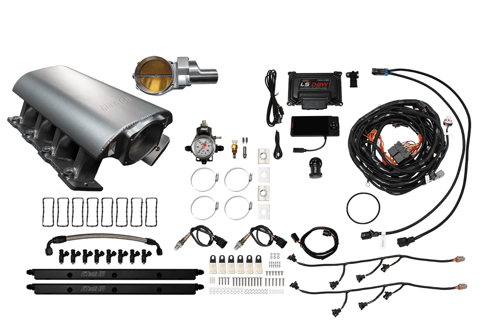 73121DBWSBNP Ultimate Rebel Satin Tall LS1 500 HP EFI System Tall Cathedral Intake DBW Brilliant Billet 92mm TB Without Trans Control No Pedal