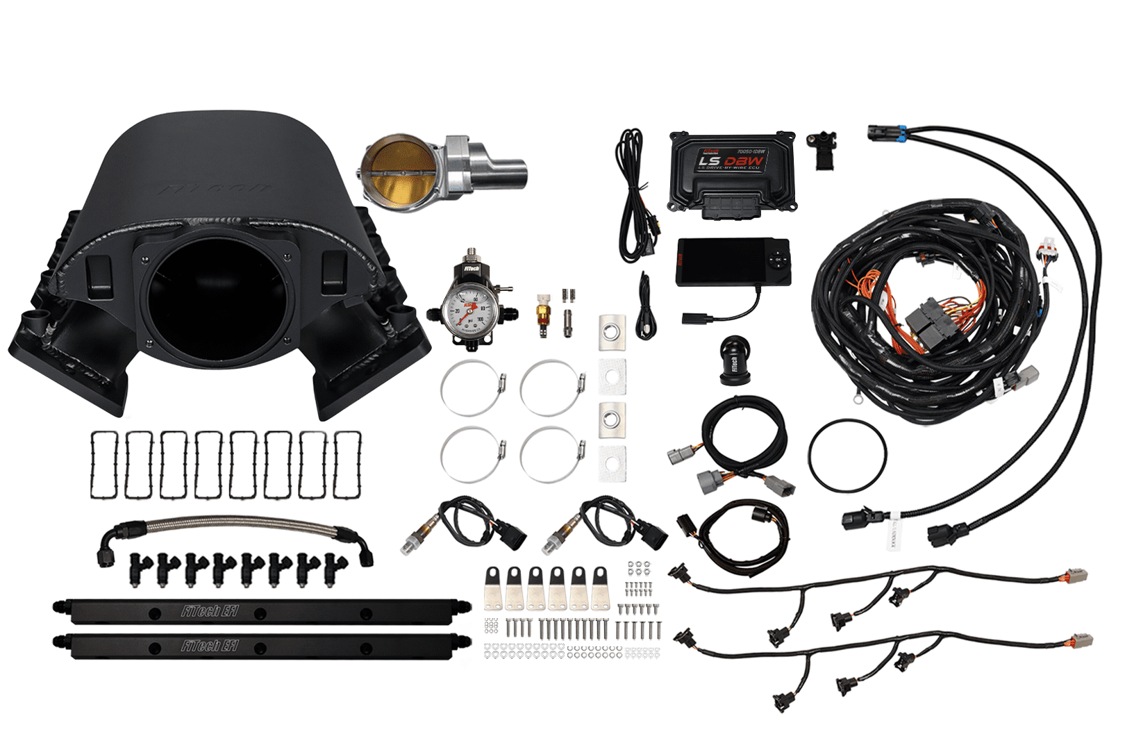 73172DBWSBNP Ultimate Rebel Black Short LS3 500 HP EFI System Short LS3 Port Intake DBW Brilliant Billet 92mm TB With Trans Control No Pedal