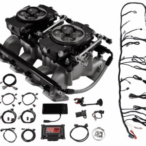 70086 Dual Quad Retro Cast LS Port Injection Black w/ Trans Control