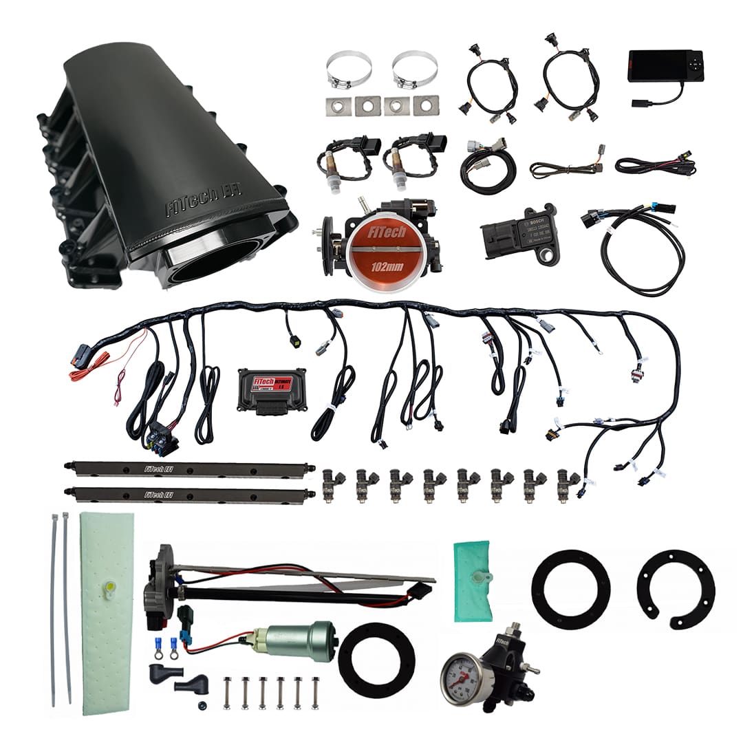 76118 Ultimate LS 750 HP EFI System With Short LS7 Port Intake, Transmission Control, In Tank 440 LPH Pump Module & Go Fuel Regulator Master Kit