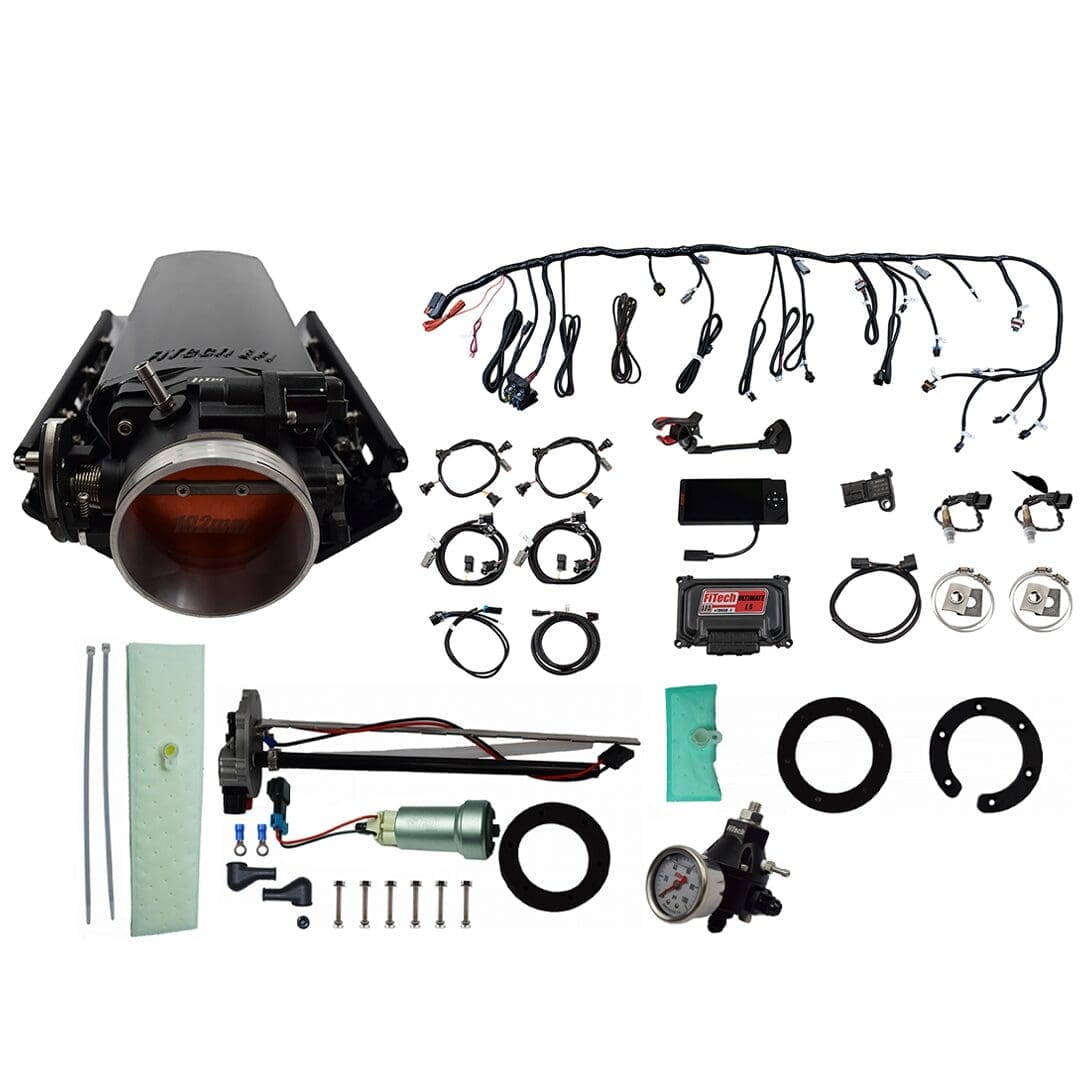 76132 Ultimate LS 1000 HP EFI System With Long Runner Cathedral Intake & In Tank 440 LPH Pump Module & Go Fuel Regulator Master Kit