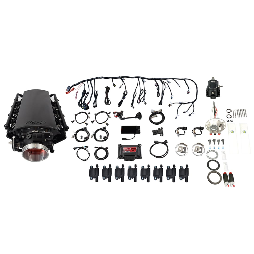 78935 Ultimate LS 1000 HP EFI System With Short LS3 Port Intake, Transmission Control, Go Fuel In-Tank Dual Pump Module With 2 Inch Fill, Go Fuel Regulator With Pressure Gauge & Go Spark LS3 Style Coil 8 Pack Master Kit