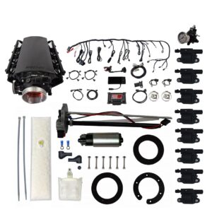 79402 Ultimate LS 500 HP EFI System With Short Cathedral Intake, Transmission Control, Go Fuel In-Tank Fuel Pump 600 HP Module, Go Fuel Tight Fit Regulator With Pressure Gauge & Go Spark LS3 Style Coil With LED 8 Pack Master Kit