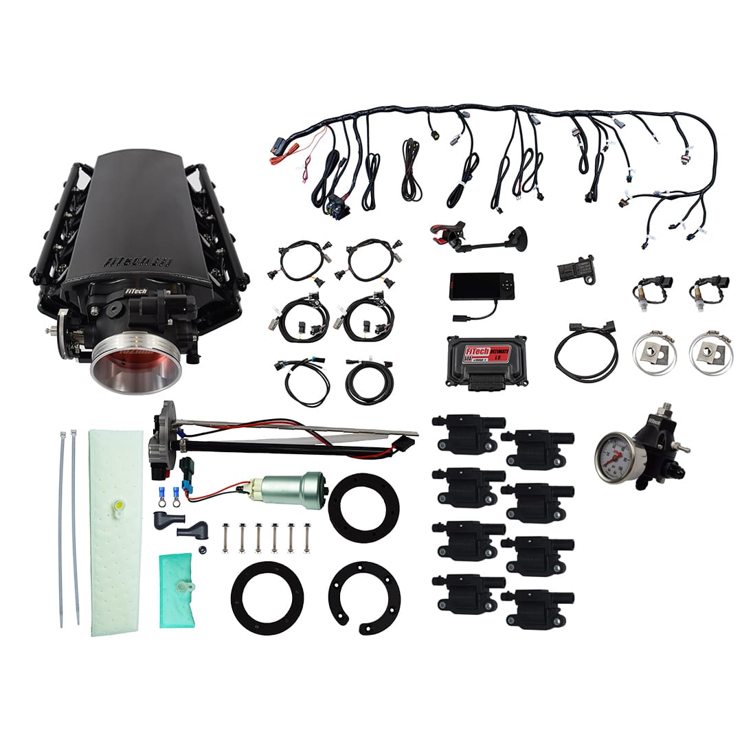 79634 Ultimate LS 1000 HP EFI System With Short LS3 Port Intake, In Tank Pump Module, Go Fuel Regulator, & Go Spark LS3 Style Coil With LED 8 Pack Master Kit