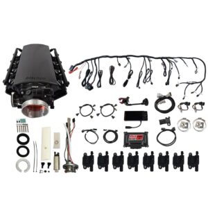 79702 Ultimate LS 500 HP EFI System With Short Cathedral Intake, Transmission Control, Go Fuel In-Tank Regulated Pump 340 LPH & Go Spark LS3 Style Coil With LED 8 Pack Master Kit