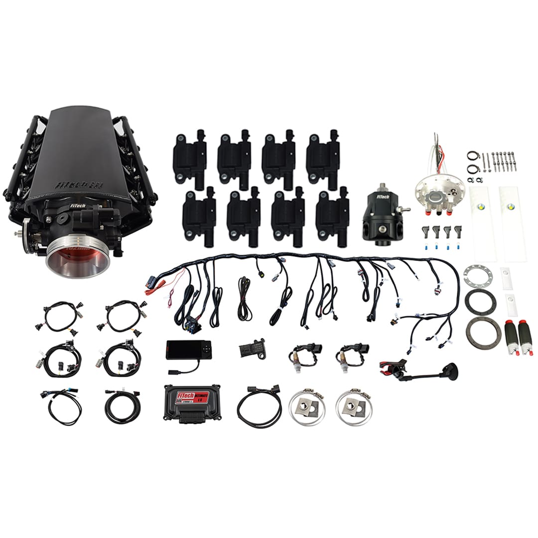 Ultimate LS 750 HP EFI System/ Short LS7 Port Intake/ Go Fuel In-Tank Module/ 340 LPH Pump/ Returnless/ 2 Inch Fill/ Go Spark LS3 Style Coil With LED 8 Pack/ Master Kit