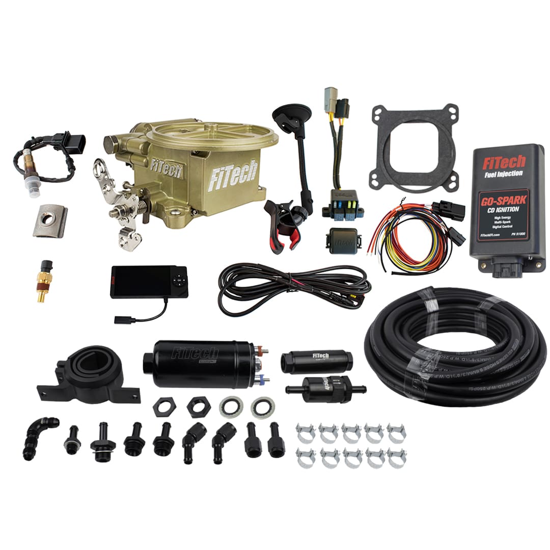 93191 Go EFI 2 Barrel 400 HP Classic Gold EFI System With Go Fuel Inline Pump Fuel Delivery Kit & Go Spark CDI Box Master Kit