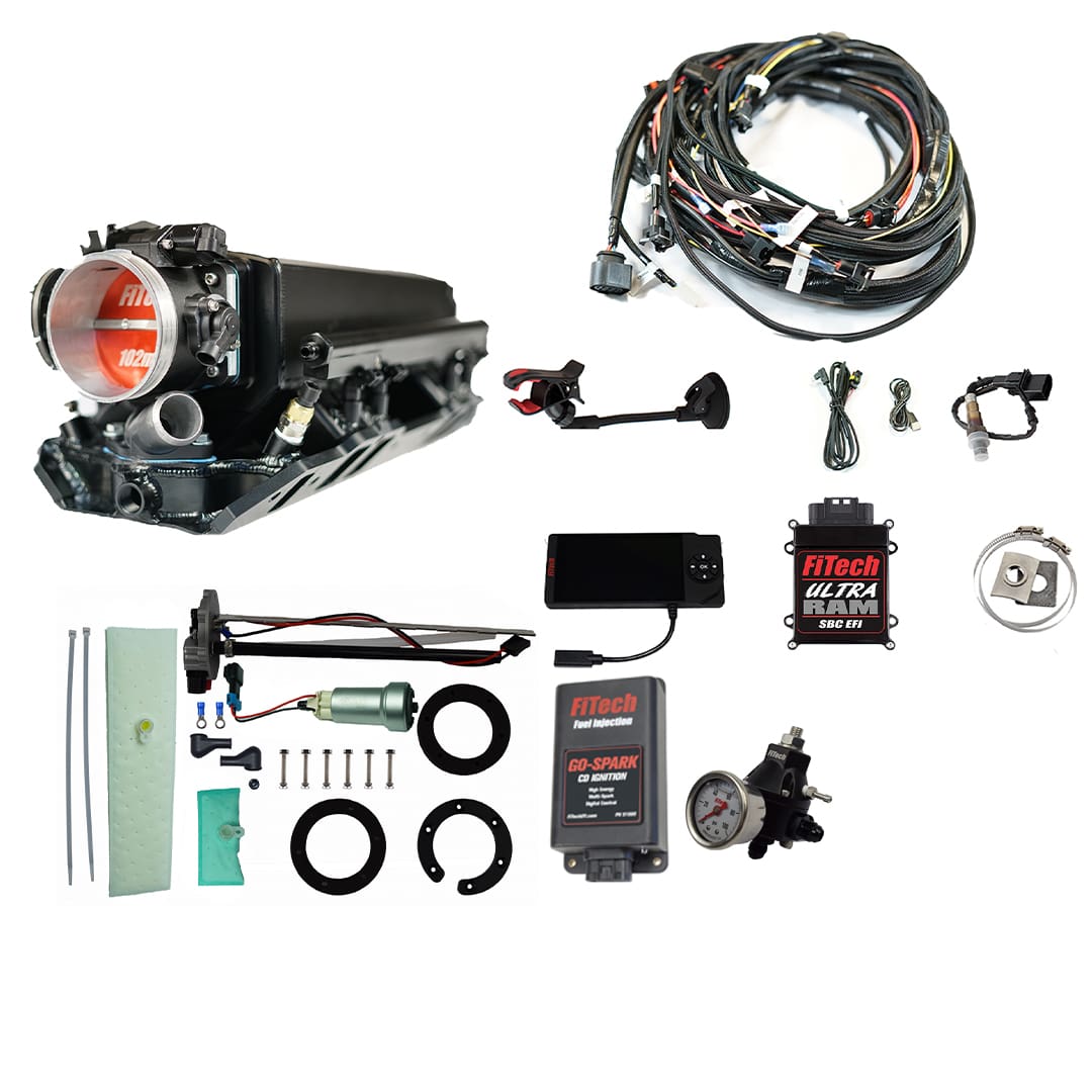 93632 Ultra Ram 800 HP Chevy Big Block Rectangle Port EFI System With Go Fuel 440 LPH In-Tank, Go Spark CDI Box & Go Fuel Regulator Master Kit