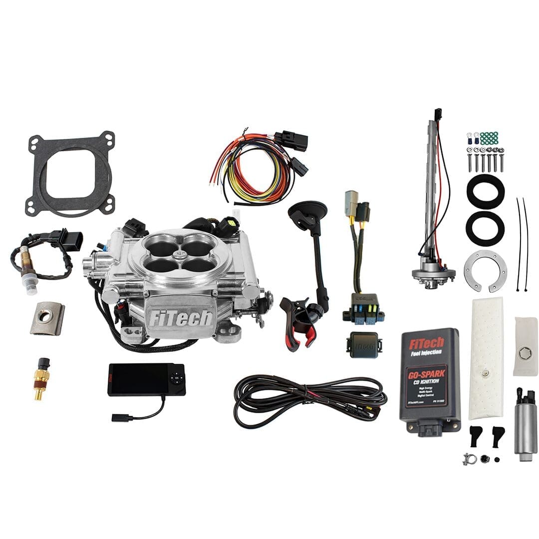 96206 Go EFI 4 600 HP Power Adder Bright Aluminum EFI System With Go Fuel 340 LPH In-Tank & Go Spark CDI Box Master Kit